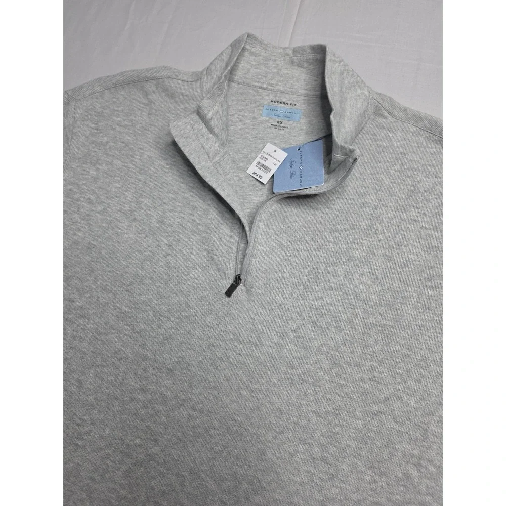 Joseph Abboud Sweater Men's 2X Gray Tight Knit Mock Neck Long Sleeve Quarter Zip